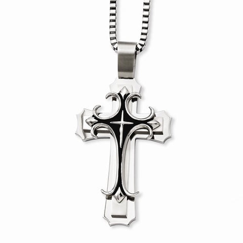 Stainless Steel Cross Pendant On Necklace