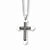 Stainless Steel Ip Black-Plated & CZs Cross Pendant On Necklace