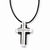 Stainless Steel Ip Black-Plated & CZ Cross Pendant On Necklace