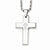 Stainless Steel Cross CZs Pendant On Necklace