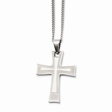 Stainless Steel Cross Pendant On Necklace