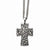 Stainless Steel Black Enamel Pebble Textured Cross Pendant On Necklace