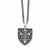 Stainless Steel Antiqued Cross Shield Pendant On Necklace