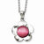 Stainless Steel Flower Pink Cat'S Eye Pendant On Necklace