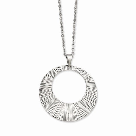 Stainless Steel Textured Pendant On Necklace