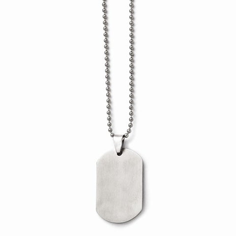 Stainless Steel Polished Dog Tag Pendant On Necklace