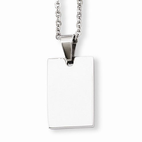 Stainless Steel Engravable Dog Tag Pendant On Necklace