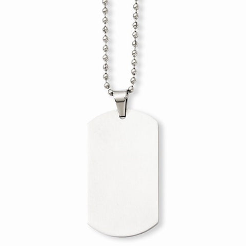 Stainless Steel Polished Dog Tag Pendant On Necklace