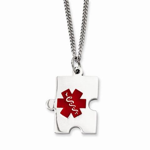 Stainless Steel Puzzle Piece Medical Pendant Necklace