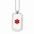 Stainless Steel Dog Tag with CZ Edge Medical Pendant Necklace