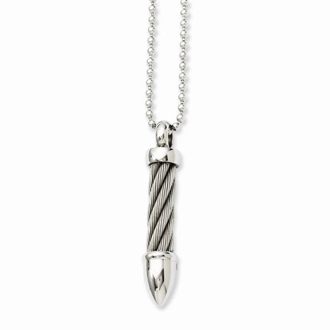 Stainless Steel Twisted Wire Bullet Necklace