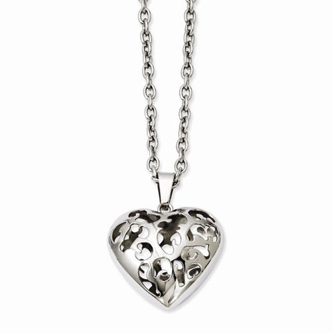 Stainless Steel Puffed Heart Necklace