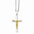 Stainless Steel Gold Ip-Plated Crucifix Pendant On Necklace