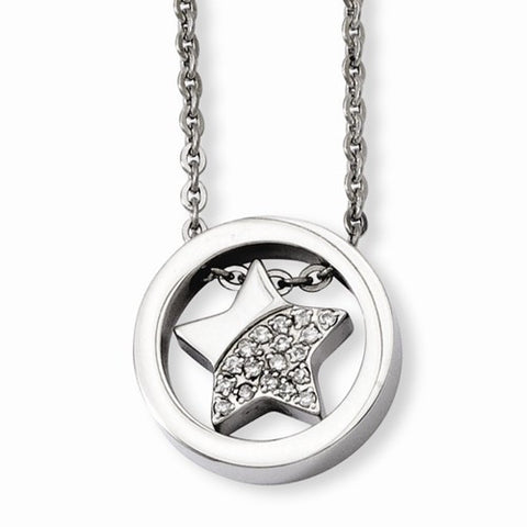 Stainless Steel CZ Starside Circle Necklace