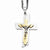 Stainless Steel Polished & Gold Ip-Plated Crucifix Pend Necklace