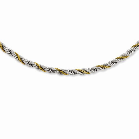 Stainless Steel Yellow Ip-Plated Box & Rope Twisted Necklace