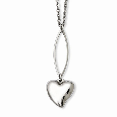 Stainless Steel Polished Heart Y Necklace