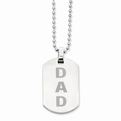 Stainless Steel Enamel Dad Dog Tag Necklace