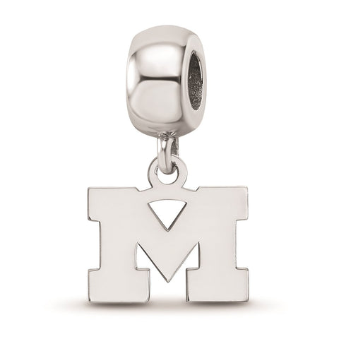 Sterling Silver LogoArt Michigan (University of) Xs Dangle Bead Charm