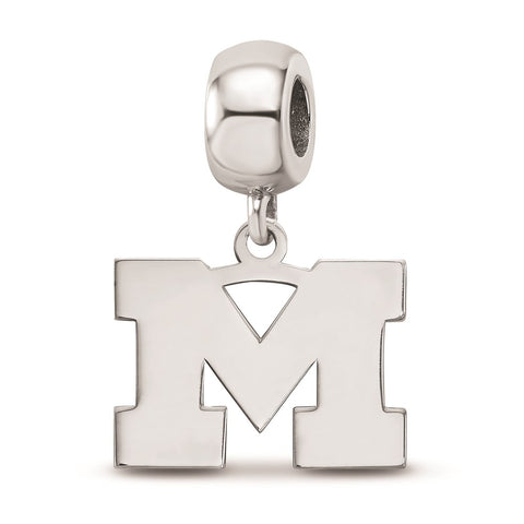 Sterling Silver LogoArt University of Michigan Small Dangle Bead