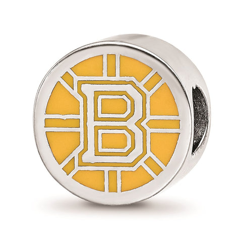 Sterling Silver LogoArt Boston Bruins B Enameled Bead