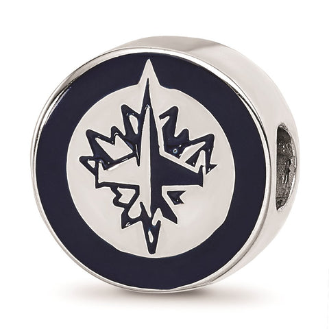 Sterling Silver LogoArt Winnipeg Jets Enameled Bead