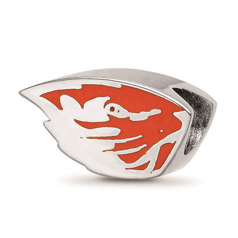 Sterling Silver LogoArt Oregon State Univ Beaver Head Enameled Extruded Logo Bead