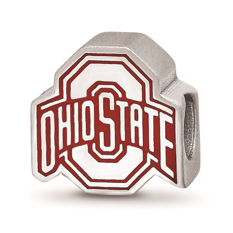 Sterling Silver LogoArt The Ohio State University Block O Enam Extruded Logo Bead