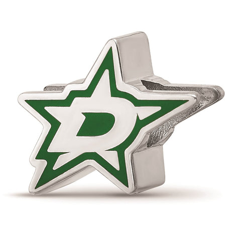 Sterling Silver LogoArt Dallas Stars D On Star Enameled Bead