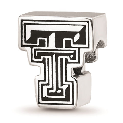 Sterling Silver LogoArt Texas Tech University Block Tt Enameled Logo Bead