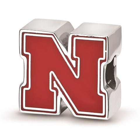 Sterling Silver LogoArt University of Nebraska N Enameled Bead