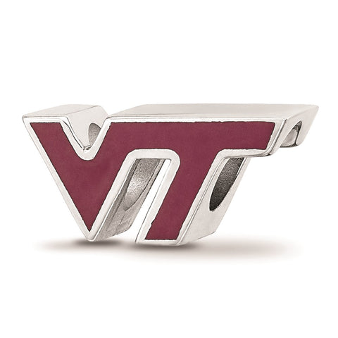 Sterling Silver LogoArt Virginia Tech Vt Enameled Logo Bead