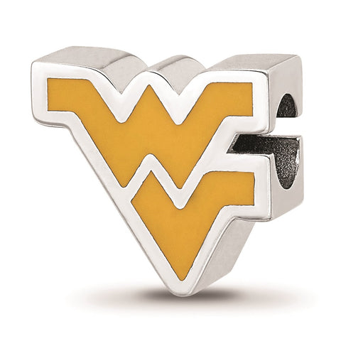 Sterling Silver LogoArt West Virginia University Wv Enameled Logo Bead