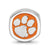 Clemson University Cushion Shaped Logo Charm Bead in Sterling Silver