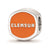 Clemson University Cushion Shaped Logo Charm Bead in Sterling Silver