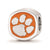 Sterling Silver LogoArt Clemson University Cushion Shaped Logo Bead