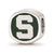 Michigan State U Cushion Shaped Logo Charm Bead in Sterling Silver