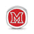 Miami U Block M Cushion Shaped Double Logo Charm Bead in Sterling Silver