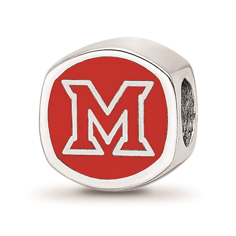 Sterling Silver LogoArt Miami U Block M Cushion Shaped Double Logo Bead