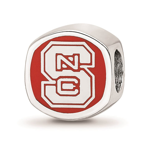 Sterling Silver LogoArt North Carolina State U Cushion Shaped Logo Bead