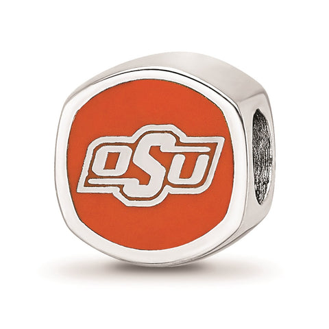 Sterling Silver LogoArt Oklahoma State University Cushion Shaped Logo Bead