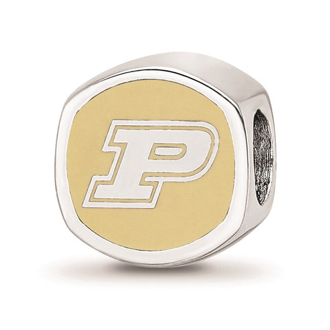 Sterling Silver Purdue University Cushion Shaped Enameled Bead