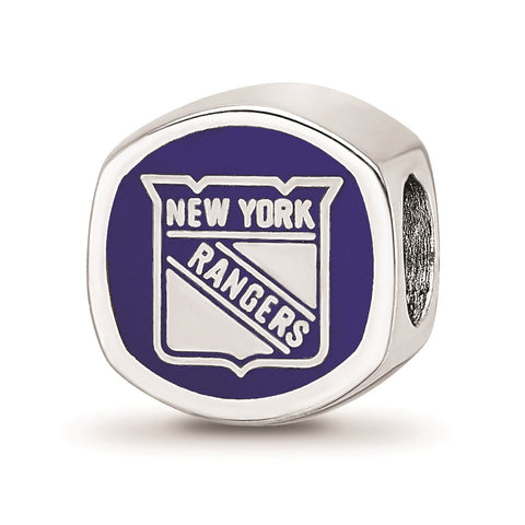 Sterling Silver LogoArt New York Rangers Banner Enamel Bead