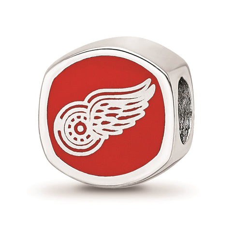 Sterling Silver Detroit Red Wings Red Wing Winged Wheel Cushion Shaped Double Logo Bea