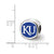 The University of Kansas Cushion Shaped Logo Charm Bead in Sterling Silver