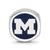 University of Michigan Cushion Shaped Enameled Charm Bead in Sterling Silver