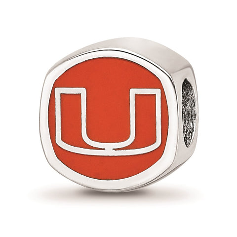 Sterling Silver LogoArt University of Miami U Cushion Shaped Double Logo Be