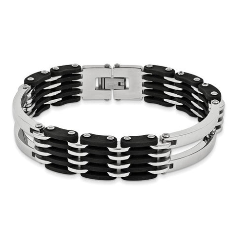 Stainless Steel Mens Rubber Id Bracelet