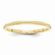 14k Yellow Gold 1.5mm Milgrain Wedding Band