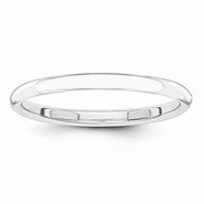 14k White Gold Polished 2mm Wedding Band